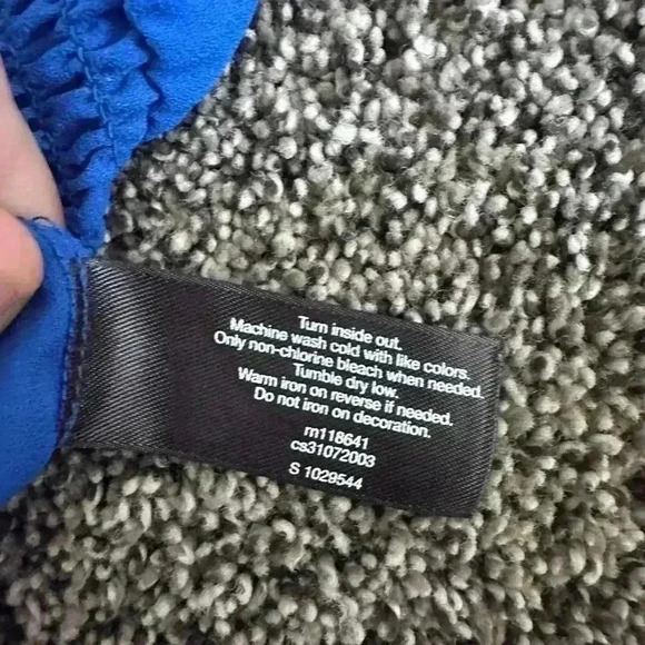 Lane Bryant plus size 26/28 blue white stitching sequin blouse office classic - Picture 8 of 10